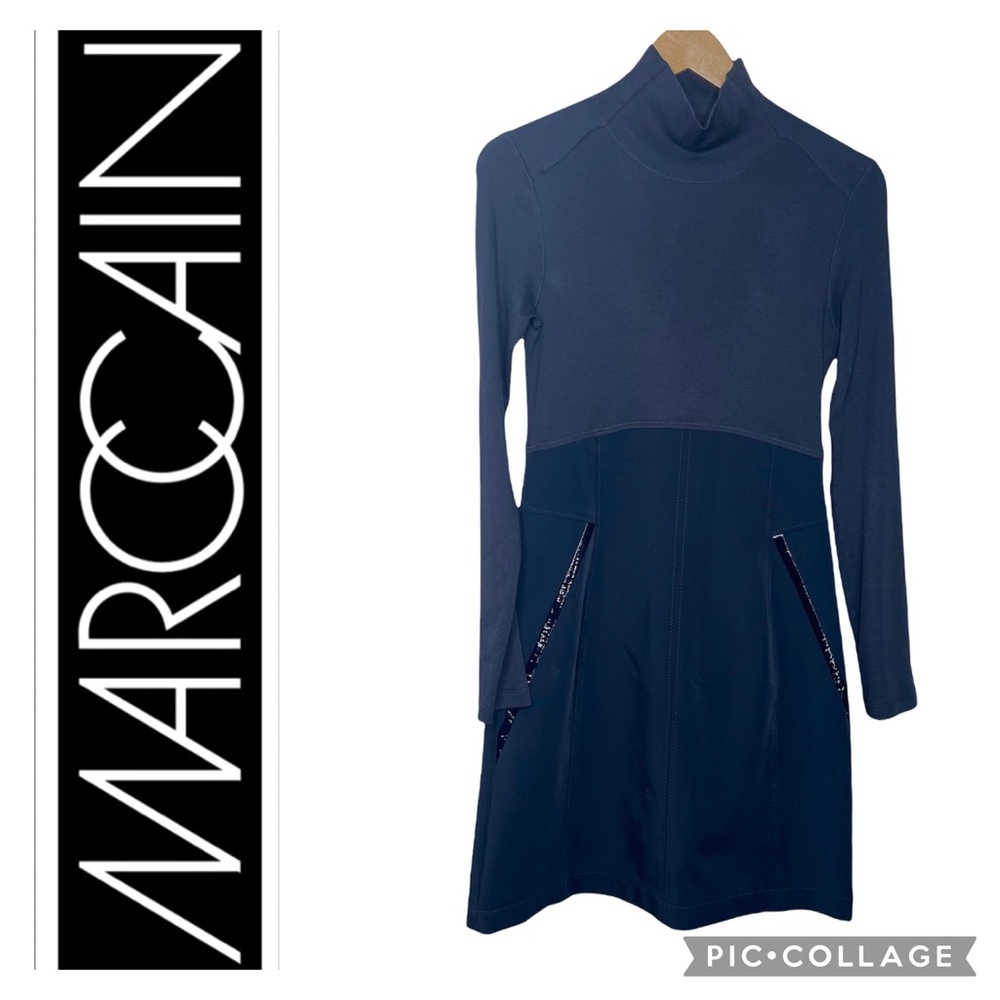 Marc Cain Sports Turtleneck Black Dress, A line skirt Sleek and Sexy